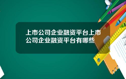 上市公司企业融资平台上市公司企业融资平台有哪些