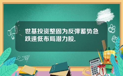 世基投资整固为反弹蓄势急跌逢低布局潜力股.