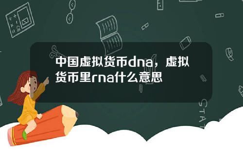 中国虚拟货币dna，虚拟货币里rna什么意思