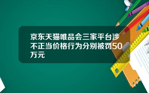 京东天猫唯品会三家平台涉不正当价格行为分别被罚50万元