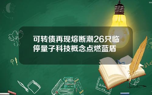 可转债再现熔断潮26只临停量子科技概念点燃蓝盾