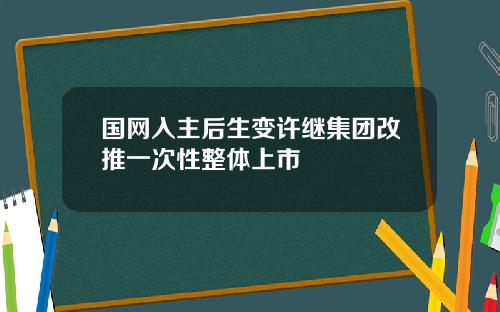 国网入主后生变许继集团改推一次性整体上市