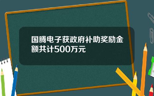 国腾电子获政府补助奖励金额共计500万元