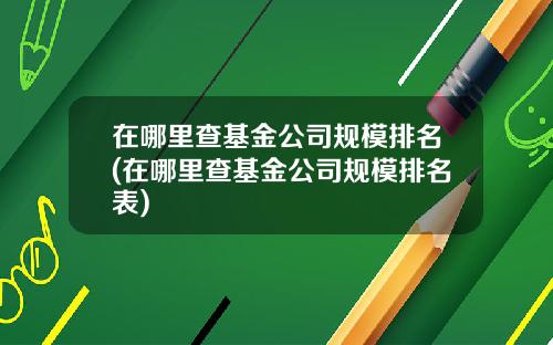 在哪里查基金公司规模排名(在哪里查基金公司规模排名表)