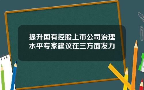 提升国有控股上市公司治理水平专家建议在三方面发力