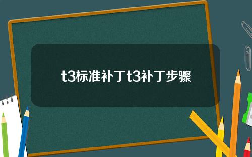 t3标准补丁t3补丁步骤