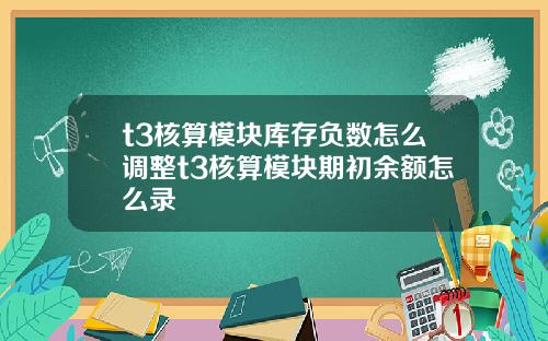 t3核算模块库存负数怎么调整t3核算模块期初余额怎么录