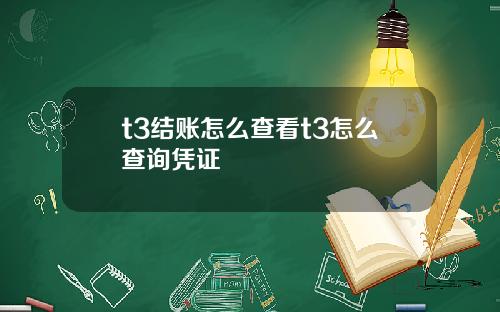 t3结账怎么查看t3怎么查询凭证