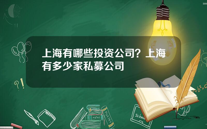 上海有哪些投资公司？上海有多少家私募公司