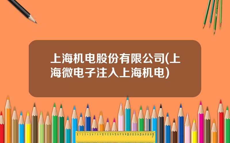 上海机电股份有限公司(上海微电子注入上海机电)