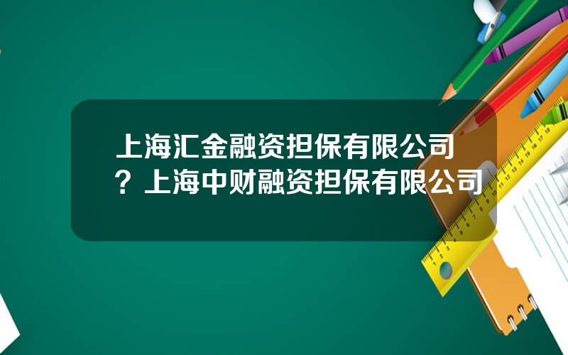 上海汇金融资担保有限公司？上海中财融资担保有限公司