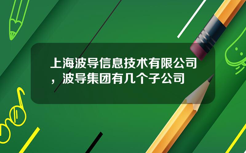 上海波导信息技术有限公司，波导集团有几个子公司