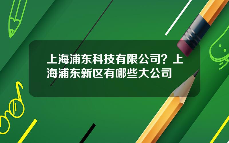 上海浦东科技有限公司？上海浦东新区有哪些大公司