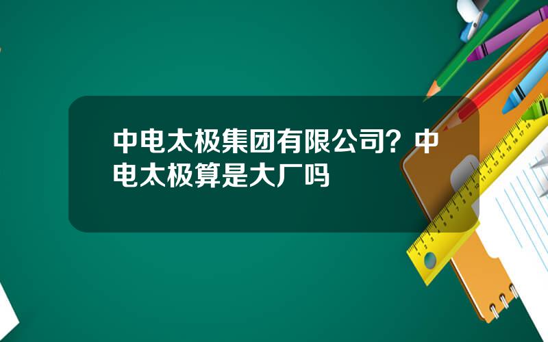 中电太极集团有限公司？中电太极算是大厂吗