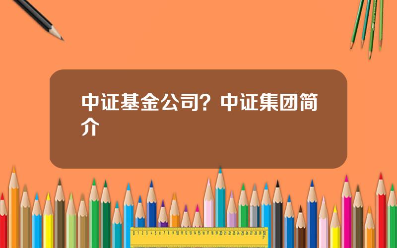 中证基金公司？中证集团简介