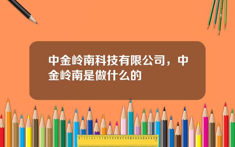 中金岭南科技有限公司，中金岭南是做什么的