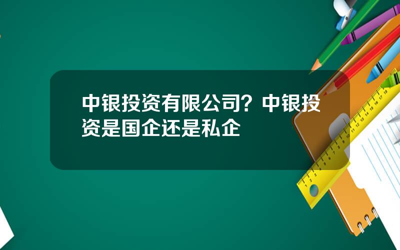 中银投资有限公司？中银投资是国企还是私企