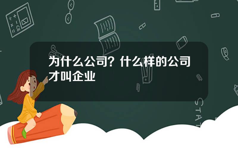 为什么公司？什么样的公司才叫企业