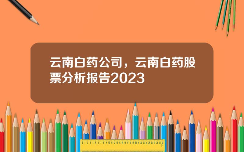 云南白药公司，云南白药股票分析报告2023