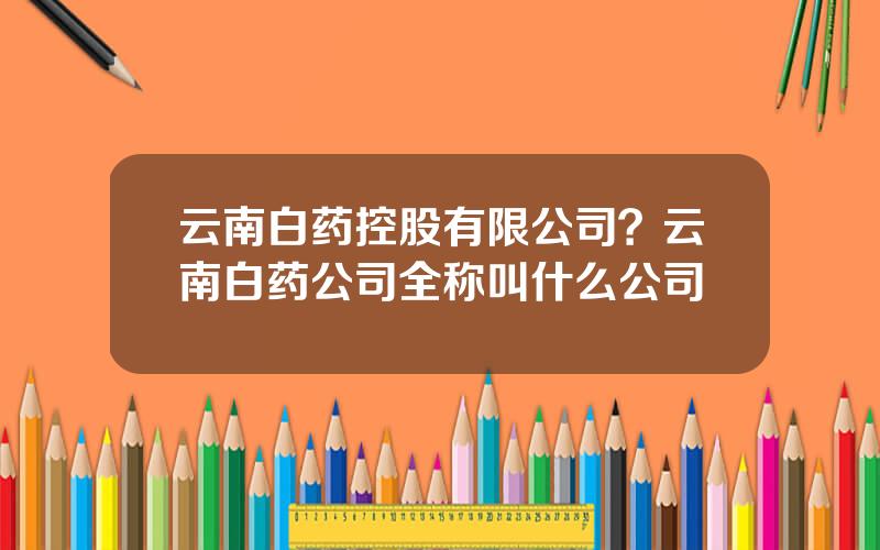 云南白药控股有限公司？云南白药公司全称叫什么公司