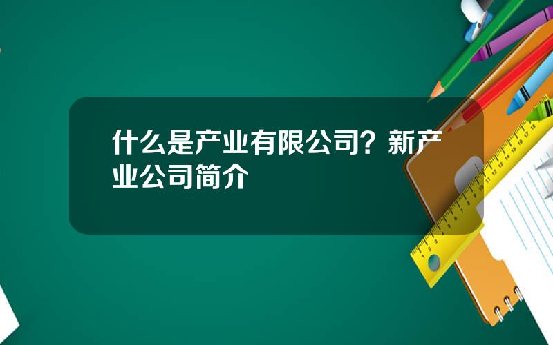 什么是产业有限公司？新产业公司简介