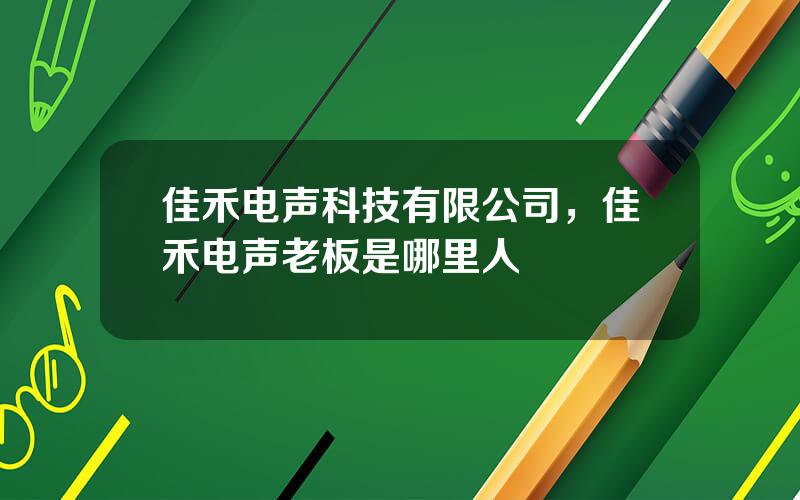 佳禾电声科技有限公司，佳禾电声老板是哪里人