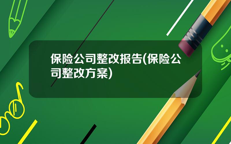 保险公司整改报告(保险公司整改方案)