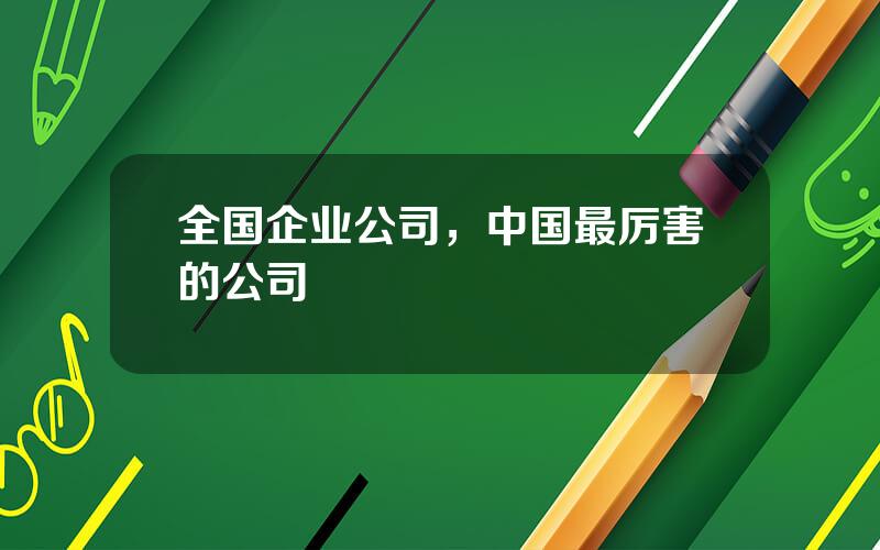 全国企业公司，中国最厉害的公司