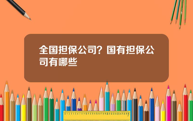 全国担保公司？国有担保公司有哪些