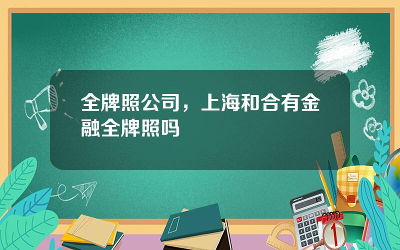 全牌照公司，上海和合有金融全牌照吗