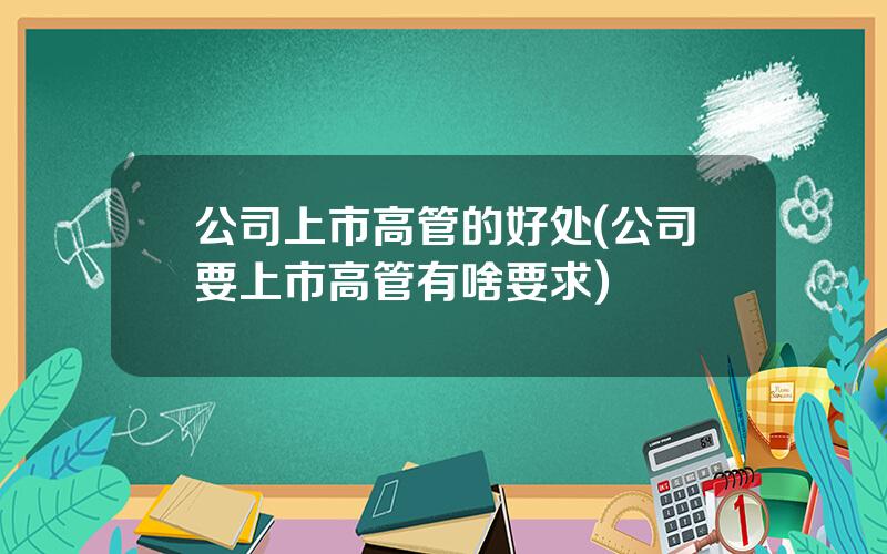 公司上市高管的好处(公司要上市高管有啥要求)