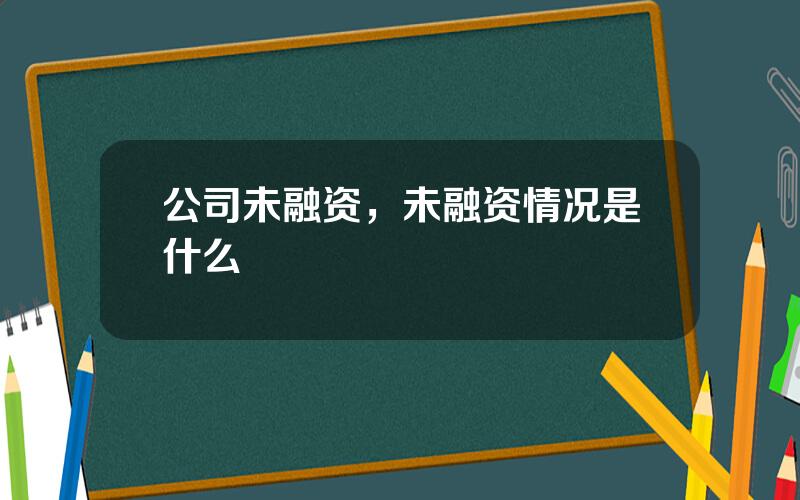 公司未融资，未融资情况是什么