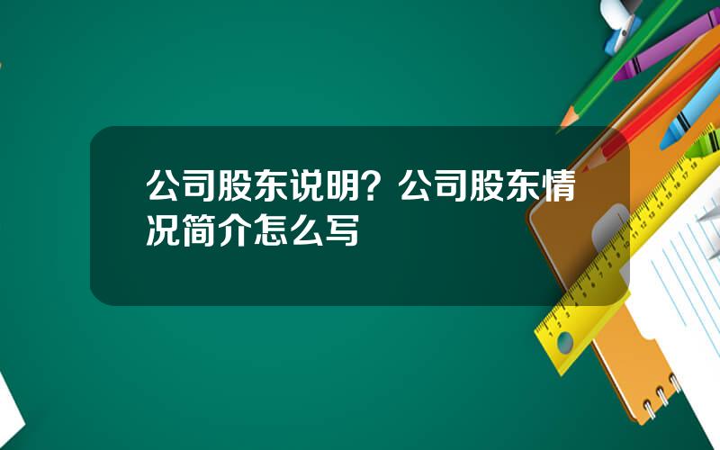 公司股东说明？公司股东情况简介怎么写