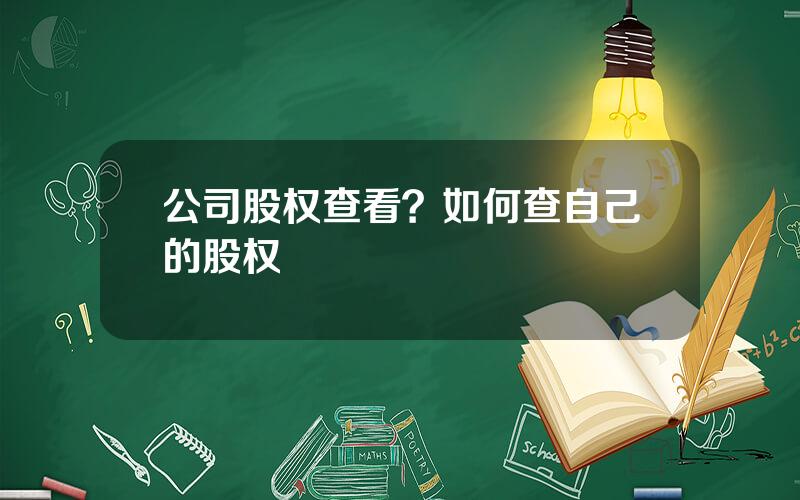 公司股权查看？如何查自己的股权