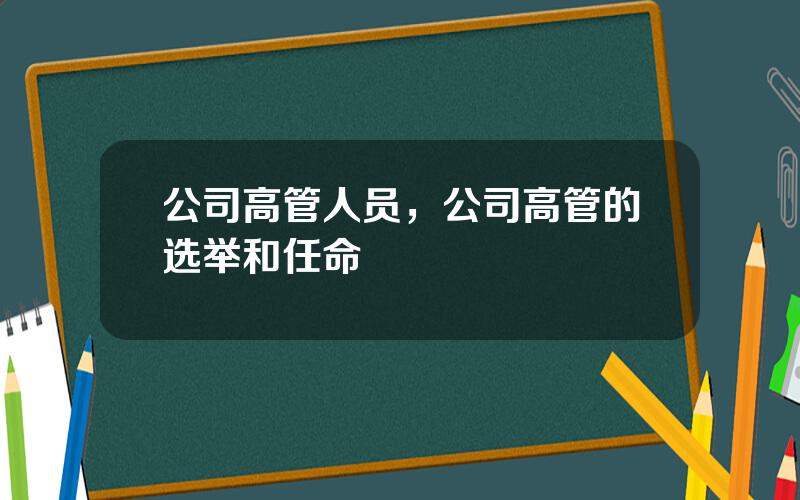 公司高管人员，公司高管的选举和任命