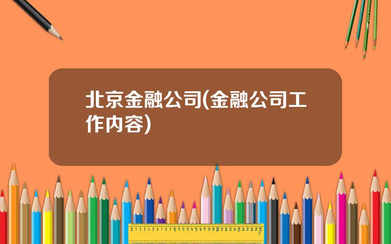 北京金融公司(金融公司工作内容)