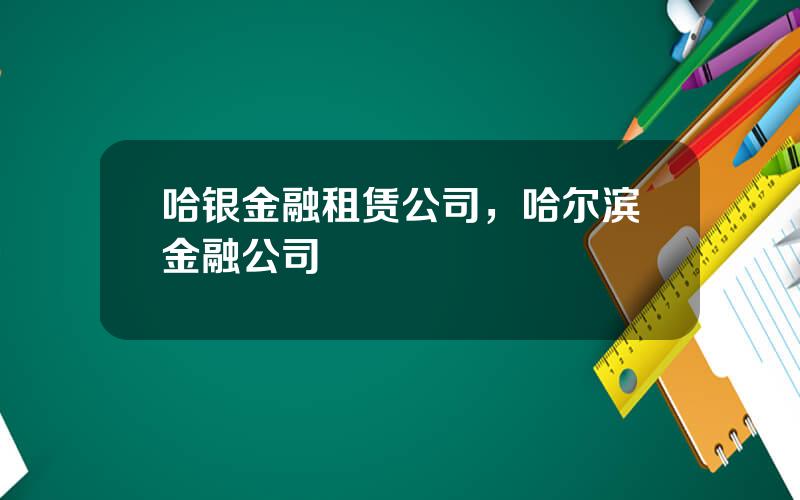 哈银金融租赁公司，哈尔滨金融公司