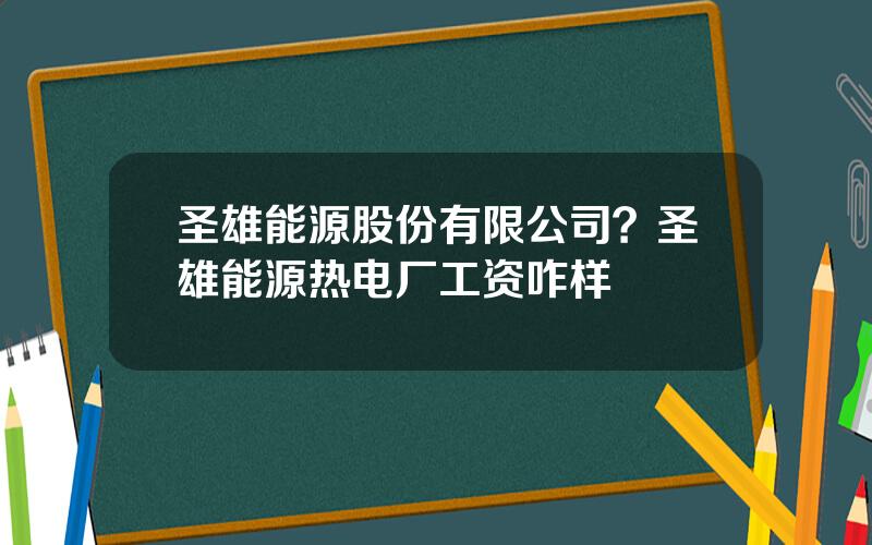 圣雄能源股份有限公司？圣雄能源热电厂工资咋样