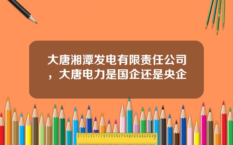 大唐湘潭发电有限责任公司，大唐电力是国企还是央企