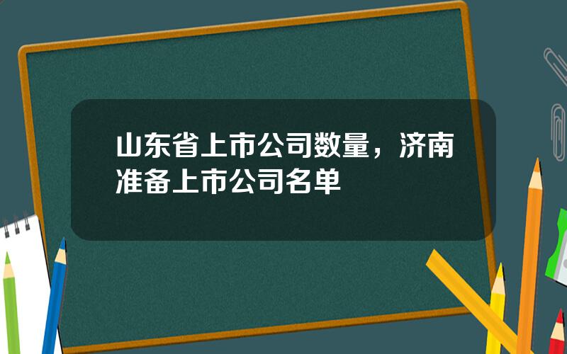 山东省上市公司数量，济南准备上市公司名单