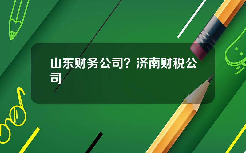 山东财务公司？济南财税公司