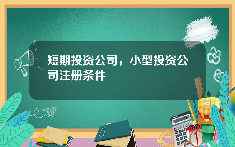 短期投资公司，小型投资公司注册条件