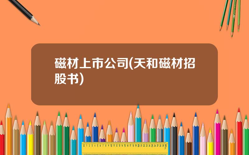 磁材上市公司(天和磁材招股书)